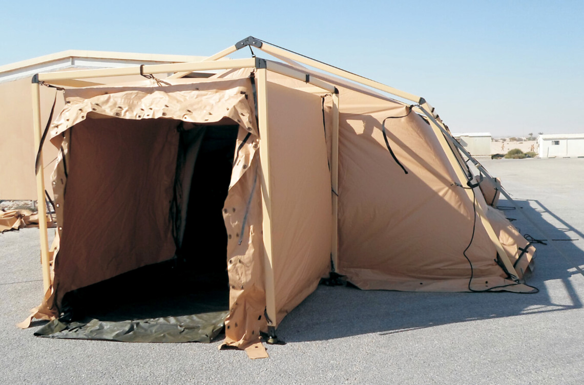 The SM tent is a small tactical shelter, often used as an entrance